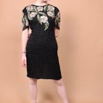 Scala Vintage 100% Silk Fully Beaded Floral Midi Dress Formal Cocktail Large Photo 3
