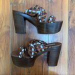 Michael Kors Collection Woven Leather Citrine Platform Chunky Heels 70s Retro 8 Photo 3