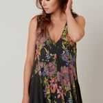 Free People  Backyard Tank Top Floral Sleeveless Black Tunic Bohemian Long Photo 0