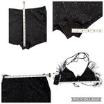 White Fox Boutique White Fox Fringe Matching Set Shorts Triangle Top Rhinestone Black Medium NEW Photo 8