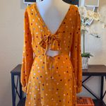 Lush Clothing Lush Yellow Dots Printed Long Sleeve Dress L NWT Photo 3