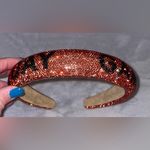 Juliet Crystal Game Day Orange/Black Rhinestone Embellished Puffy Headband Orange Photo 2