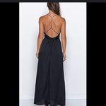 Elegant satin Navy backless Maxi Dress with 10 way back tie options Blue Size M Photo 5