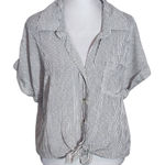 Style House  Striped Black and White Blouse with Tie Waist NWT Size Medium Photo 0