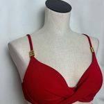 Women’s Elegant Red swim top with padding underwire gold accents NWOT Medium Photo 1