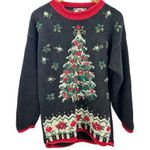 Tiara International Tiara Vintage Ugly Christmas Tree Sweater Pullover Size Large  Heavy Knit Photo 0
