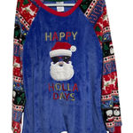 secret treasures  Sleepwear Happy Holla Days Blue Red Green‎ Plush Top Size 2X Photo 0