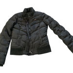 Hollister  crop down feathers jacket faux fur lined army green size large Photo 0