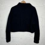 Good American Women's Black Cropped Fleece Polo Sweatshirt Top Size 2 / Medium Photo 2