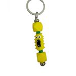 Handmade Screaming Pickle Yellow Beaded Keychain Silver Tone Purse Backpack Charm Photo 1
