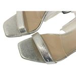 BP Nordstrom Size 9.5 Women’s Clear Heel Sandals Block Heel Silver Evening Photo 2