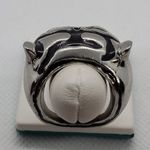 Silver, Black, & Green Tiger Head Ring Silver Size 6 Photo 3