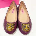 Betsey Johnson  Size 6 Rhinestone Tiger Purple Quilted Shuga Ballet Flats Leather Photo 3