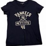 Navy Blue Yankees Pettitte 46 V Neck T Shirt Women's Medium Cotton Size undefined Photo 0