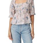 Saylor Clover Pink Floral Print Smocked Square Neck Puff Sleeve Top Size S Photo 0