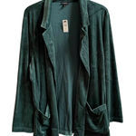 Talbots Plus Green Velour Open Front Blazer Jacket 2X New Photo 0