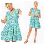 Lilly Pulitzer Lacie Swing Tiered Mini Dress Printed Pom Pom Cotton XS 272589 Photo 1