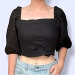 Faithfull the Brand Faithful The Brand Black Puff Sleeve Tie-Front Top Photo 1