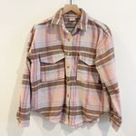 Barbie Jacket Womens Small Pink Plaid Shacket Flannel Graphic Cozy Holiday Y2K Photo 0