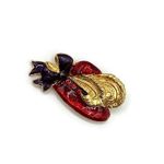 Vintage Olit Co USA Red Stones Gold Tone Brooch 1.6”& Oriental Necklace Multiple Photo 8