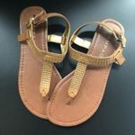 Rampage  Women's Brown and Gold Flat Buckle Sandals Size 7 Photo 5