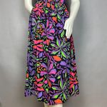 Vintage Dress Neon Midi Floral Paris Sport Club Button Photo 3