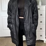 Black vintage 90s leather trench coat Size L Photo 6