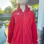 Adidas red Windbreaker Raincoat Women's Zip-up Casual Sz M Photo 0