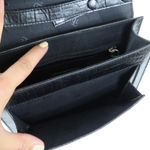 Ralph Lauren Vintage Black Embossed Crocodile Leather Crossbody Bag Retro Glam Photo 5