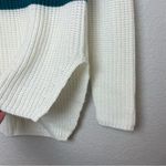 Poof! POOF New York Cream & Teal Colorblock Turtleneck Sweater Size M Photo 2