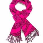 Victoria's Secret  VS Logo Stripe Scarf Pink Black Fuschia 82x12 Photo 2