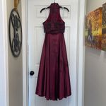 Sherri Hill Plum Two-piece taffeta A-line gown with high neck beaded bod… Photo 7
