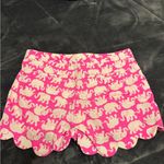 Lilly Pulitzer Buttercup Scallop Shorts Pink Elephant Print Photo 1