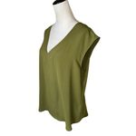 J.Crew NEW  Olive Green V-Neck Sleeveless Blouse Medium | Boxy Relaxed Draped Top Photo 1