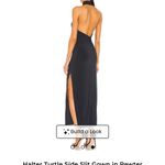Norma Kamali  Halter Turtle Side Slit Gown in Pewter Photo 1