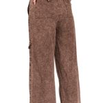 Zenana Outfitters Washed Linen Elastic Band Waist Cargo‎ Pants Photo 1