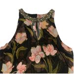 Jennifer Lopez  Jeweled High Collar Sleeveless Floral Blouse Top Photo 2