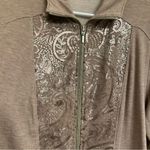 Chico's Chico’s Zenergy Women’s 2 Lg Beige Sequined Zip Up Jacket Side Ruched Athletic Photo 5