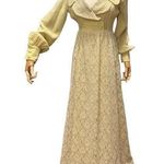 Vintage Bridgerton Inspired Yellow dress lace overlay long sleeves size X Small Photo 0