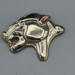 Vtg Cougar Panther Head Hecho en Mexico Mixed Metal Brooch Pendant 3.5" 1990s Size 0 Photo 5