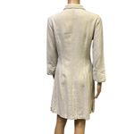 Bahar Linen 3 Quarter Sleeve Button Up Tapered Beaded Shirt Dress Womens 2 Blue Photo 7
