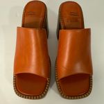 Jeffrey Campbell Anthropologie Women's Orange Honey Leather Platform Mules 7.5 Photo 4