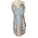 Laundry by Shelli Segal  Women's SZ 14 Dress Baby Doll Shiny Aztec Pastel Photo 1
