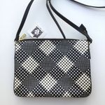Anne Klein NWT  Black Faux Leather White Polka Dot Accordion Style Crossbody Bag Photo 2