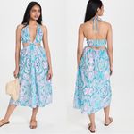 NWT PLAYA LUCILA Cutout Halter Printed Dress Green Small Photo 6