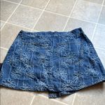 Blue Floral Denim Crop Top and Skirt Set Size L Photo 3