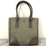 Prada Olive Logo Canvas and Leather Tote Bag Photo 0