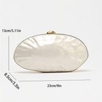 White & gold textured summer formal pearl box bag clutch handbag removable chain Photo 4