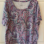 Talbots Plus Size 2X Paisley Print Short Sleeve Scoop Neck Tee Shirt Photo 0