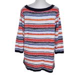 kim rogers  Stripe Boatneck Tee Size Large Preppy Red and Blue Stripe Top Photo 1